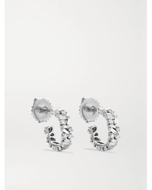 Suzanne Kalan Shimmer 18-Karat Diamond Hoop Earrings - White