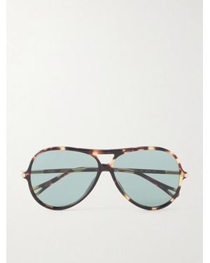 Chloé Tubolar Aviator-Style Recycled Tortoiseshell Acetate Sunglasses - Brown