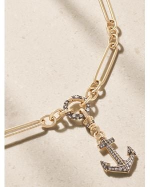Lucy Delius Anchor 14-Karat Rhodium-Plated Diamond Necklace - Natural
