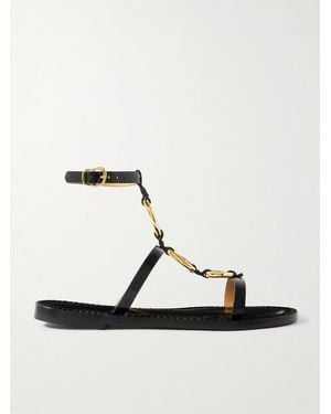 Amanu The Bazaruto Embellished Croc-Effect Leather Sandals - Metallic