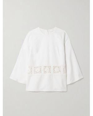 Zimmermann Maxine Crochet-Trimmed Cotton-Piqué Top - White