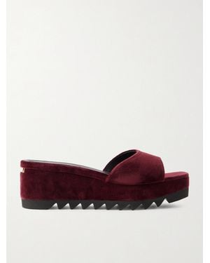 Stella McCartney Sneakelyse Velvet Wedge Sandals - Rot