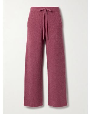 The Elder Statesman Ribbed Cashmere Track Pants - Red
