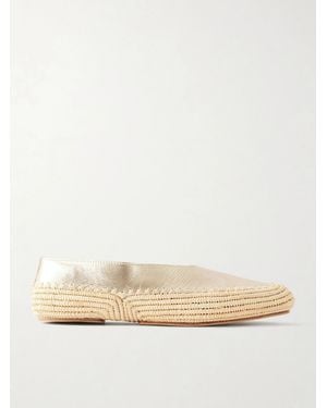 Gabriela Hearst Strength Suede And Raffia Ballet Flats - Natural
