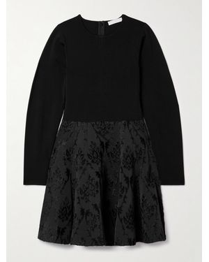 Ulla Johnson Cara Stretch-Knit And Fil Coupé Mini Dress - Black