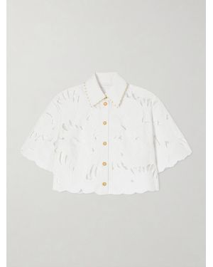 Zimmermann Mahon Cropped Embroidered Cotton Top - White