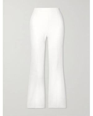 Safiyaa Mari Pleated Stretch-Crepe Flared Trousers - White
