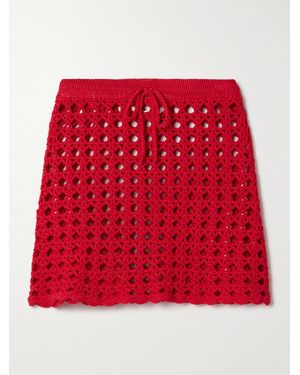 Suzie Kondi Crete Open-Knit Cotton Mini Skirt - Red