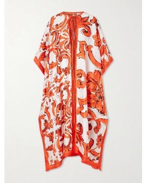 Dolce & Gabbana Maiolica Printed Silk Maxi Dress - Red