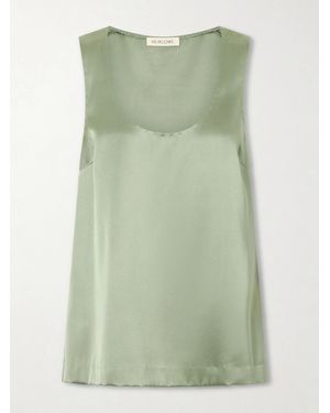 Heirlome Elaine Silk-Satin Tank Top - Green