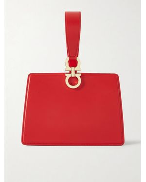 Ferragamo Mini Embellished Glossed-Leather Clutch - Red