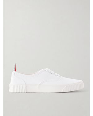 Thom Browne Heritage Grosgrain-Trimmed Cotton-Canvas Sneakers - White