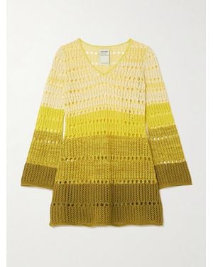 Escvdo Mishi Ombré Knitted Cotton Mini Dress - Yellow