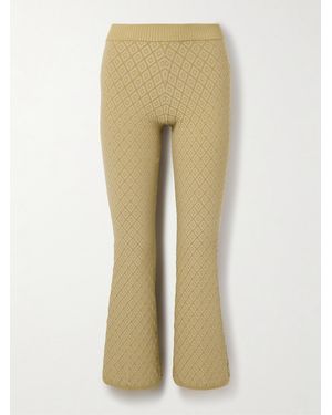 High Sport Kick It Cropped Cotton-Blend Jacquard Flared Trousers - Natural