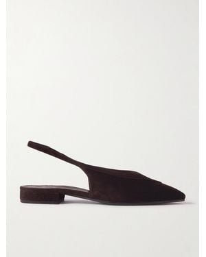 Loro Piana Rebecca Layered Suede Slingback Flats - Natural