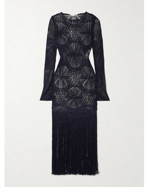 Stella McCartney Fringed Crocheted Maxi Dress - Blue
