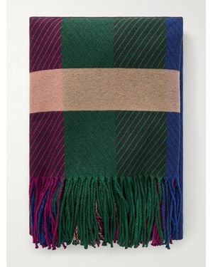 Gabriela Hearst Halo Fringed Striped Cashmere Blanket - Green