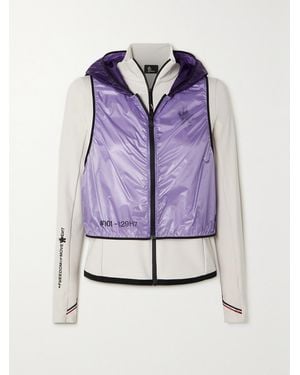 Moncler Convertible Hooded Shell And Stretch Tech-Jersey Jacket - Purple