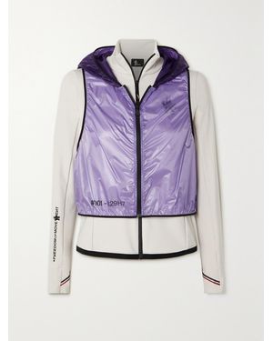 Moncler Convertible Hooded Shell And Stretch Tech-Jersey Jacket - Purple
