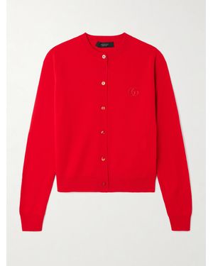 Gucci Embroidered Wool Cardigan - Rot