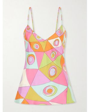 PUCCI Printed Silk-Twill Tank - Grey