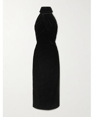 Violante Nessi Merisi Draped Velvet Turtleneck Gown - Black