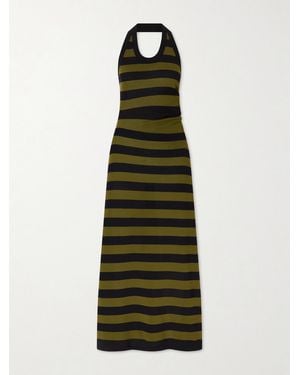 Proenza Schouler Fran Striped Cotton-Knit Midi Dress - Green
