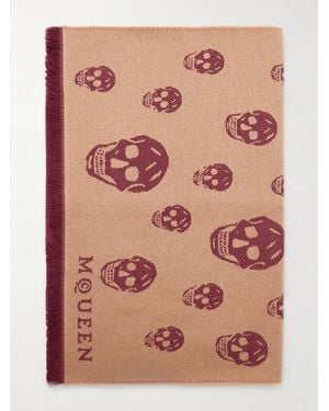 McQueen Tuch Aus Woll-Jacquard Mit Fransen - Pink