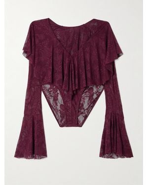 Norma Kamali Body Aus Stretch-Spitze Mit Rüschen - Lila