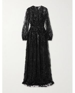 Zuhair Murad Bead And Sequin-Embellished Tulle Gown - Black
