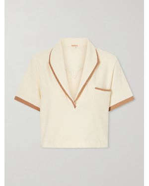 Johanna Ortiz Terry Cropped Cotton-Blend Terry Top - Natural