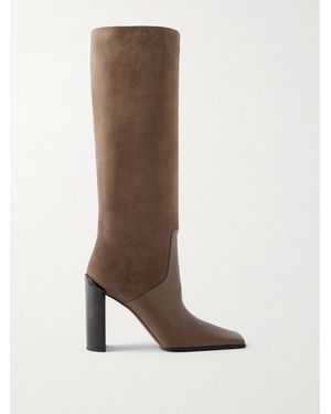 Alaïa Leather And Nubuck Knee Boots - Brown