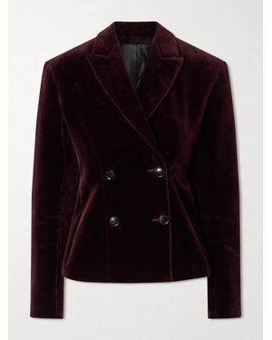 Alaïa Double-Breasted Cotton-Velvet Blazer - Black