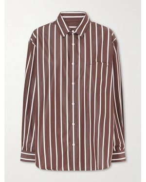 Matteau Striped Organic Cotton-Poplin Shirt - Red