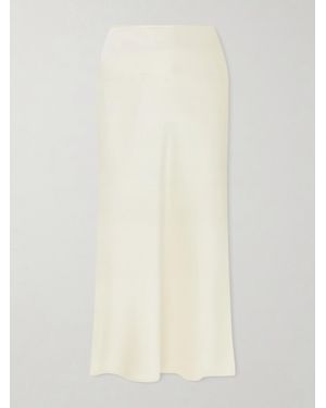 Another Tomorrow Satin Midi Skirt - White