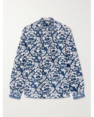 Emporio Sirenuse Chiara Floral-Print Cotton Blouse - Blue