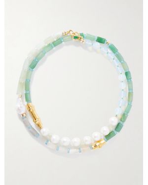 Lizzie Fortunato Cabana-Plated Multi-Stone Necklace - Green