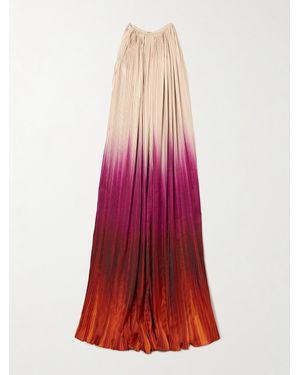 Dima Ayad Ombré Plissé-Taffeta Gown - Red