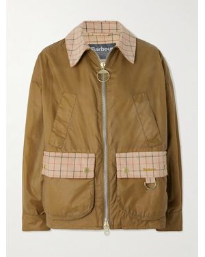 Barbour Launton Checked Corduroy-Trimmed Waxed-Cotton Jacket - Brown