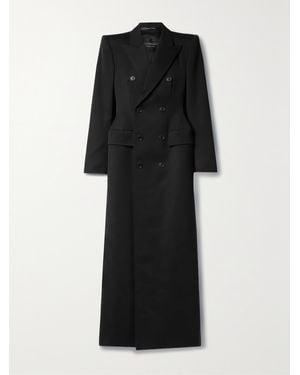 Balenciaga Hourglass Double-Breasted Wool-Twill Coat - Black