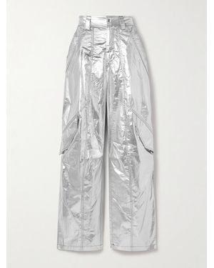 Isabel Marant Divina Barrel-Hose Aus Einer Beschichteten Baumwollmischung - Weiß