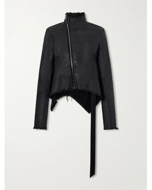Rick Owens Naska Gary Distressed Waxed Denim Jacket - Black