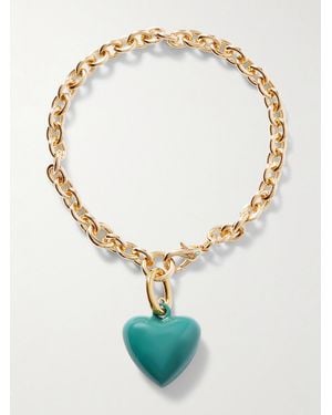 Roxanne Assoulin The Mini Puffy Heart-Tone And Enamel Bracelet - Green