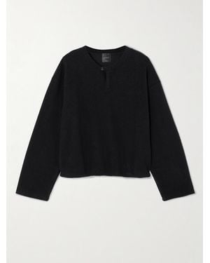 Leset Teddy Fleece Henley Top - Black