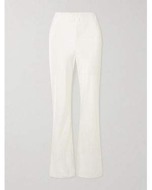 Posse Cove Stretch-Silk Straight-Leg Trousers - White