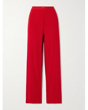 Skims Ribbed Stretch-Cotton Pants - Red
