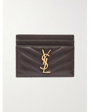 Saint Laurent Cassandre Matelassé Leather Cardholder - Black