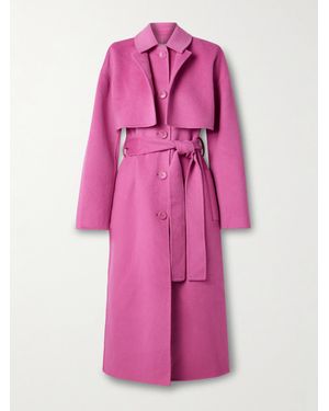 Ulla Johnson Romi Mehrlagiger Mantel Aus Filz Aus Einer Wollmischung Mit Bindegürtel - Pink