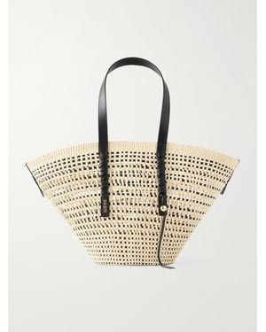 Loewe Paula's Ibiza Leather-Trimmed Iraca Tote - Natural