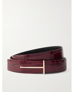 Tom Ford Croc-Effect Leather Belt - Purple